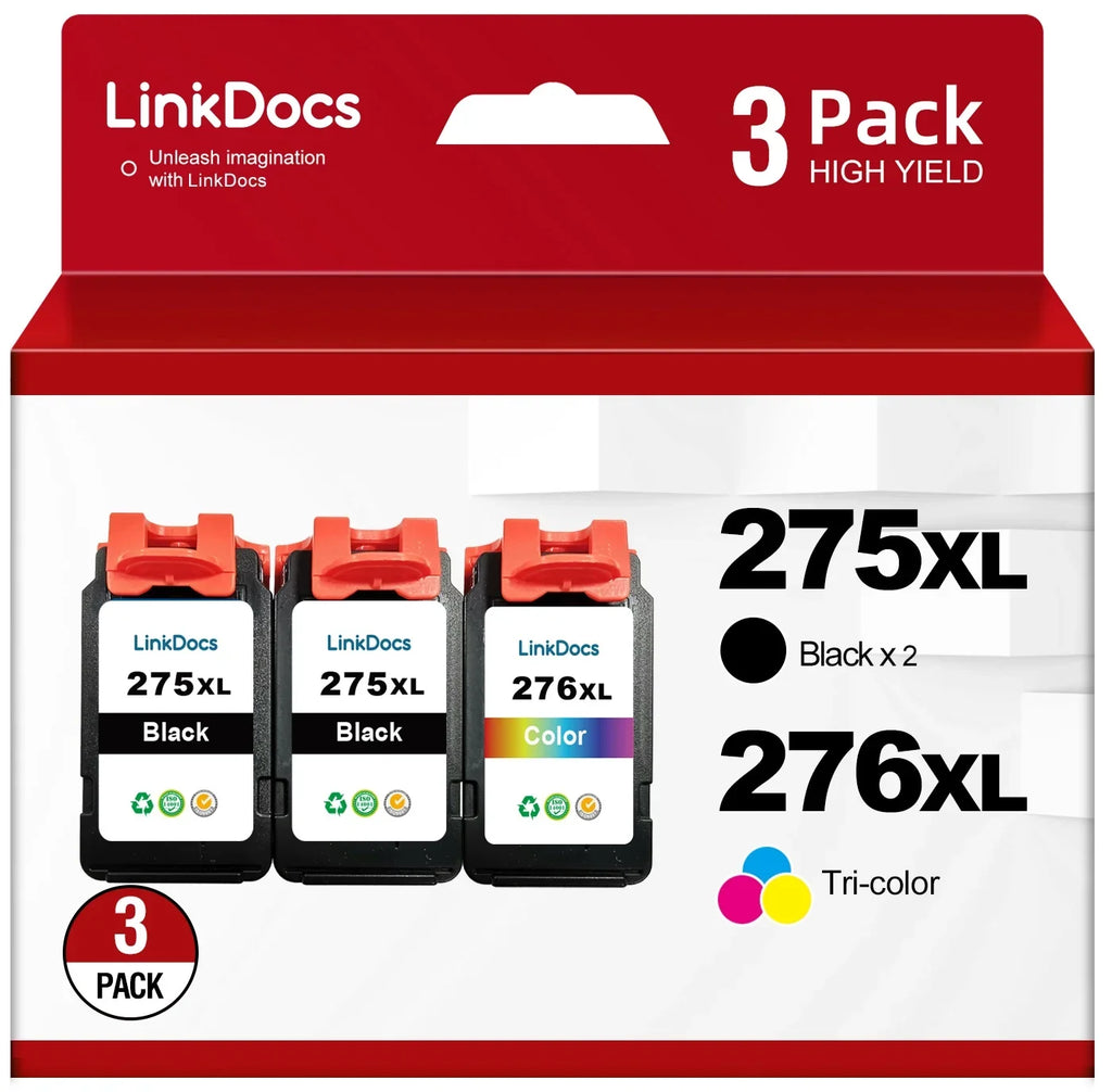 275XL 276XL Ink Cartridge Combo Pack Replacement for Canon PG-275 CL-276 275XL 276XL used with Canon PIXMA TS3520 TS3522 TS3500 TR4720 TR4722 TR4700 Printers(2 Black, 1 Color)