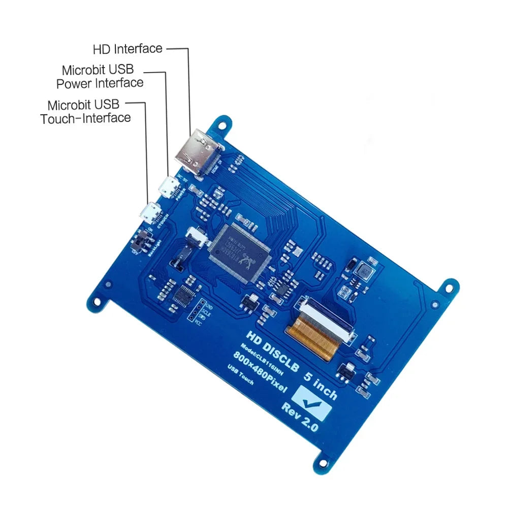 Andoer 5 Inch Capacitive Touchscreen Display 800*480 Resolution Small Portable with USB Interface Matching with Raspberry Pi Tool