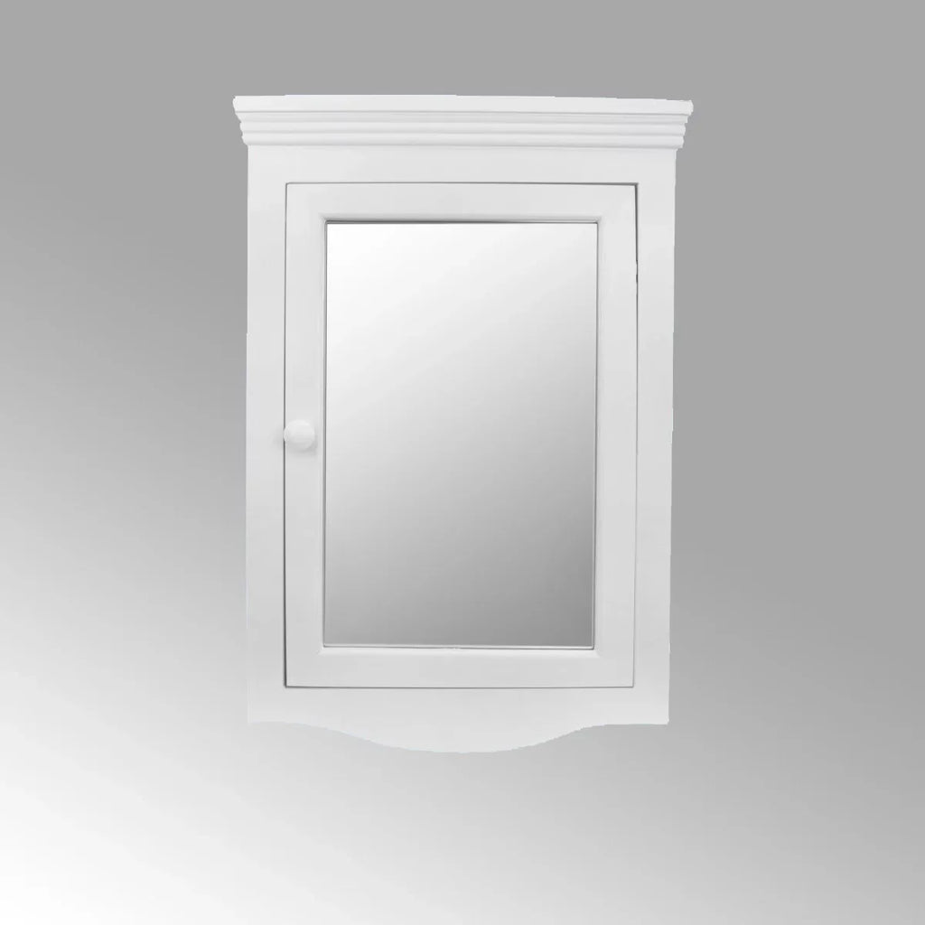 Bethpage Wooden Corner Medicine Cabinet w/Mirror Wall Mount White Hardwood Bathroom Storage 27" x 20" Double Shelf Storage Cabinet w/ Screws Renovators Supply