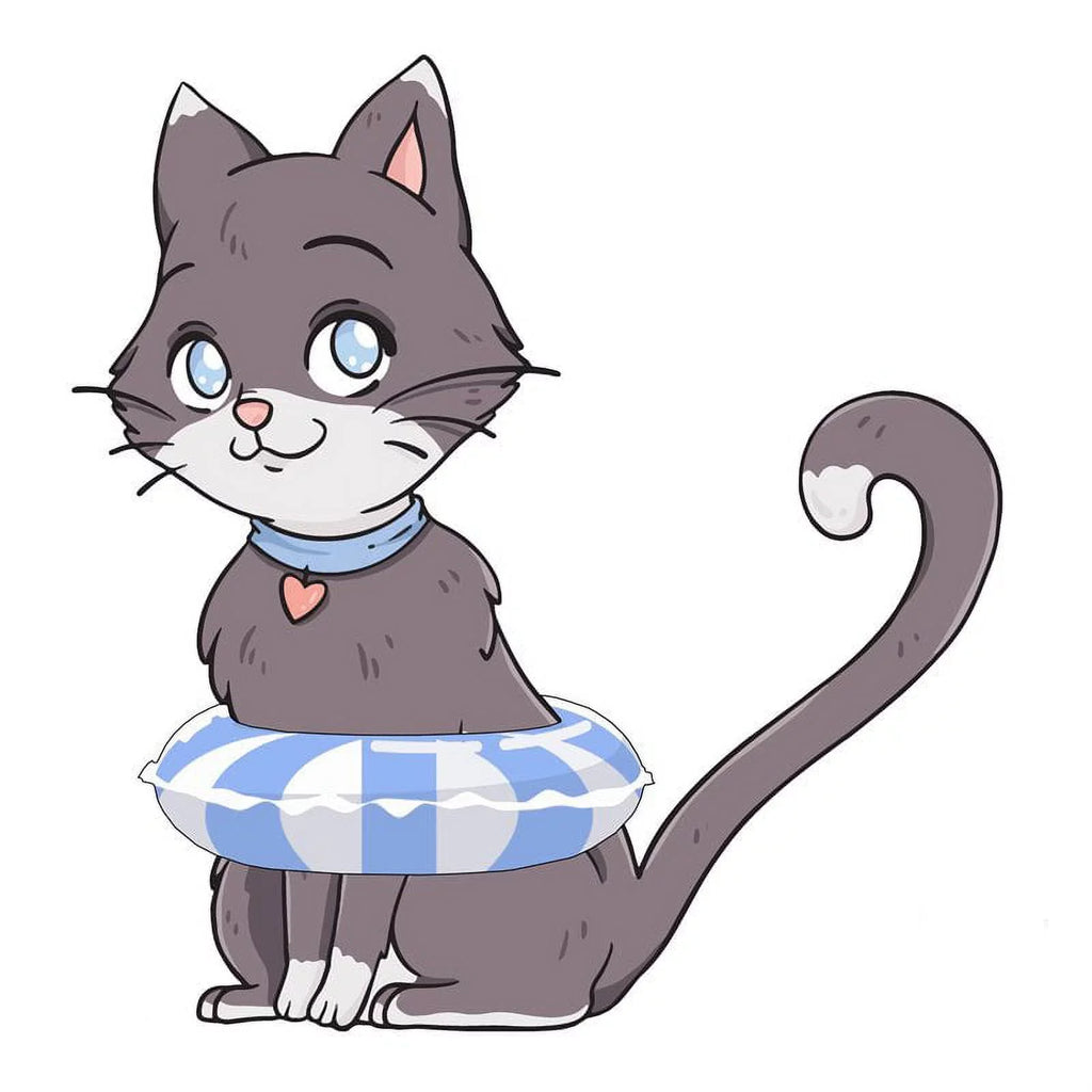 Slick Woody's 30" Kitten Vinyl Underwater Pool Mat Tattoo in Gray