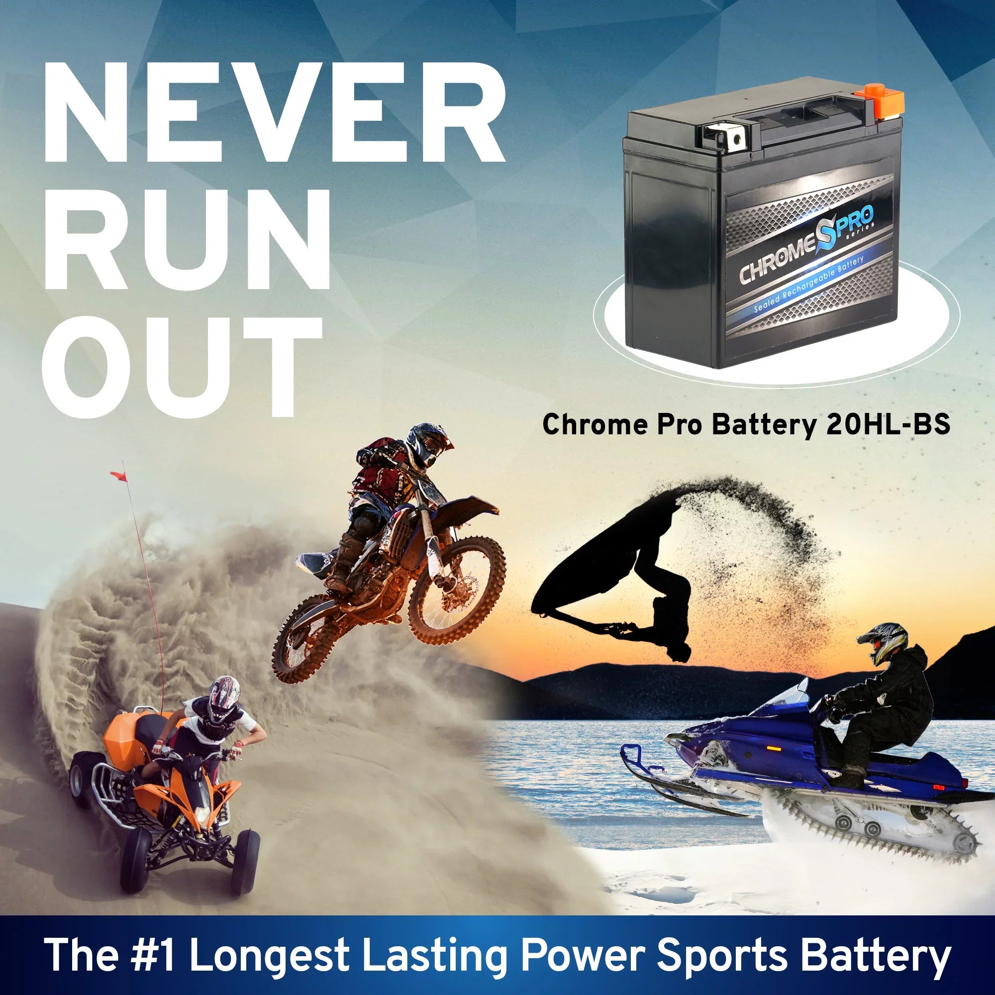 Chrome Pro Battery Ytx20hl-bs (20hl-bs 12 Volts,18 Ah, 310 Cca) Replacement Battery for 1998 Kawasaki Jt750 Sts, Stx