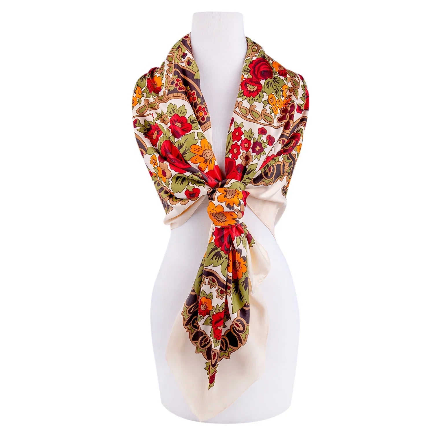 STP GOODS Evening Shawl and Wrap for Women Precious Beige Silk Shawl 51x51'' (130 * 130 cm) Travel Scarf Tops Fashion Shawl for Wedding