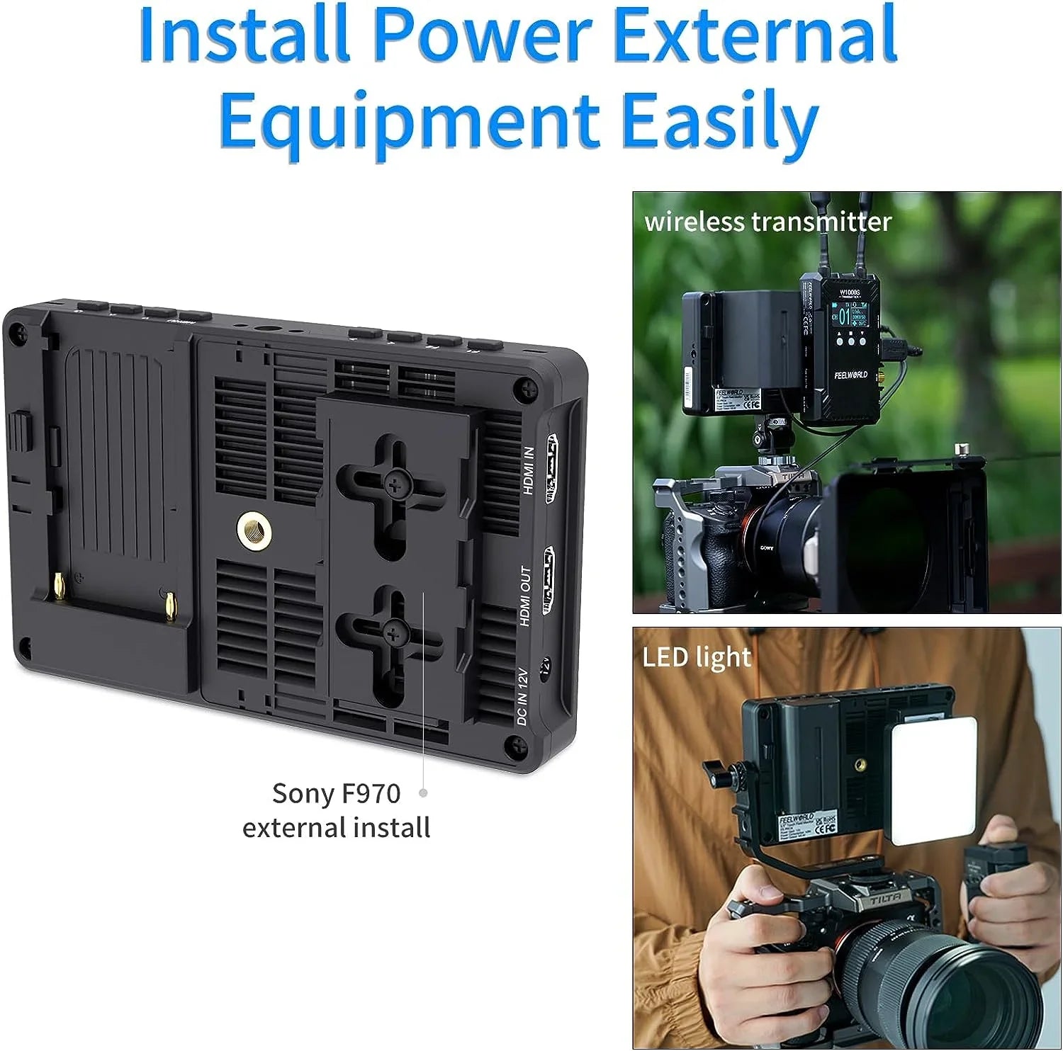 FEELWORLD F6 Pro +Battery +Carry Case 5.5 Inch 1600nits Touchscreen DSLR Camera Field Monitor with 3D LUT F970 External Kit Install for Power Wireless Transmission FHD 1920x1080 4K HDMI