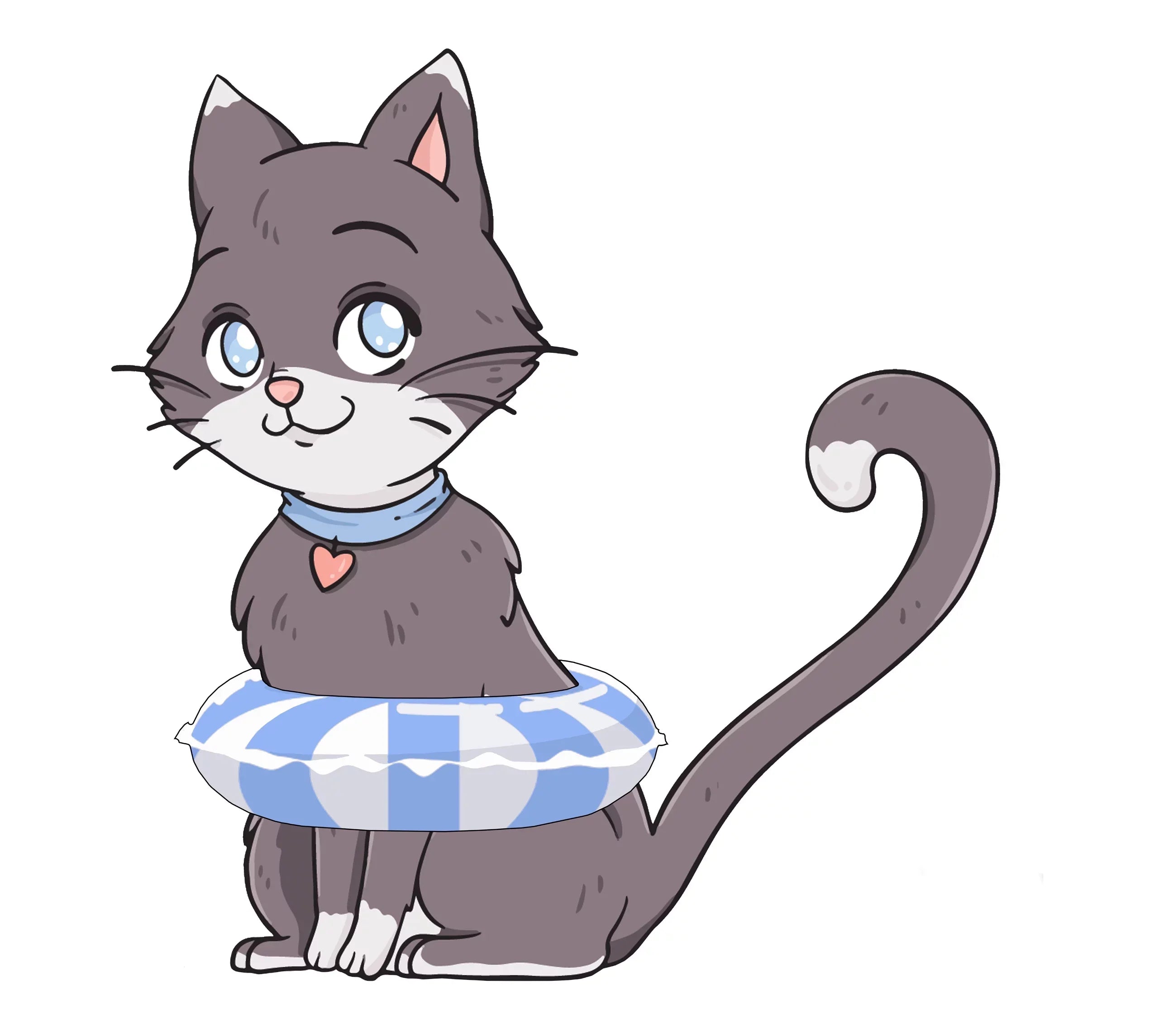 Slick Woody's 30" Kitten Vinyl Underwater Pool Mat Tattoo in Gray