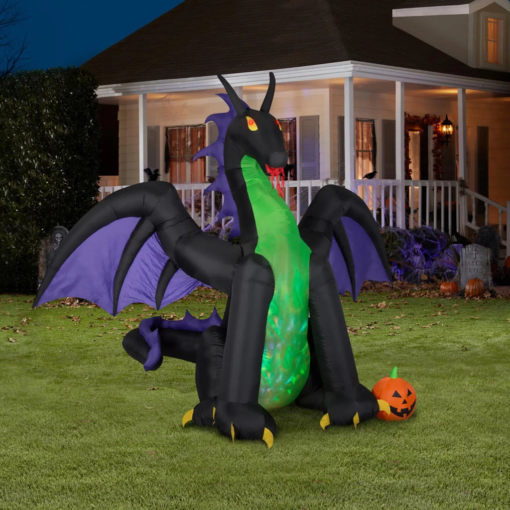 Gemmy Animated Fire/Ice Dragon with Wings Halloween Outdoor Inflatable