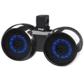 Pyle Dual Bluetooth Off-Road Speakers - 6.5” 200W 2-Way Marine Waterproof Wakeboard Tower Sound System w/LED Light, Full Range Outdoor Stereo Speaker for Car ATV Jeep Vessel Includes Brackets (Black)