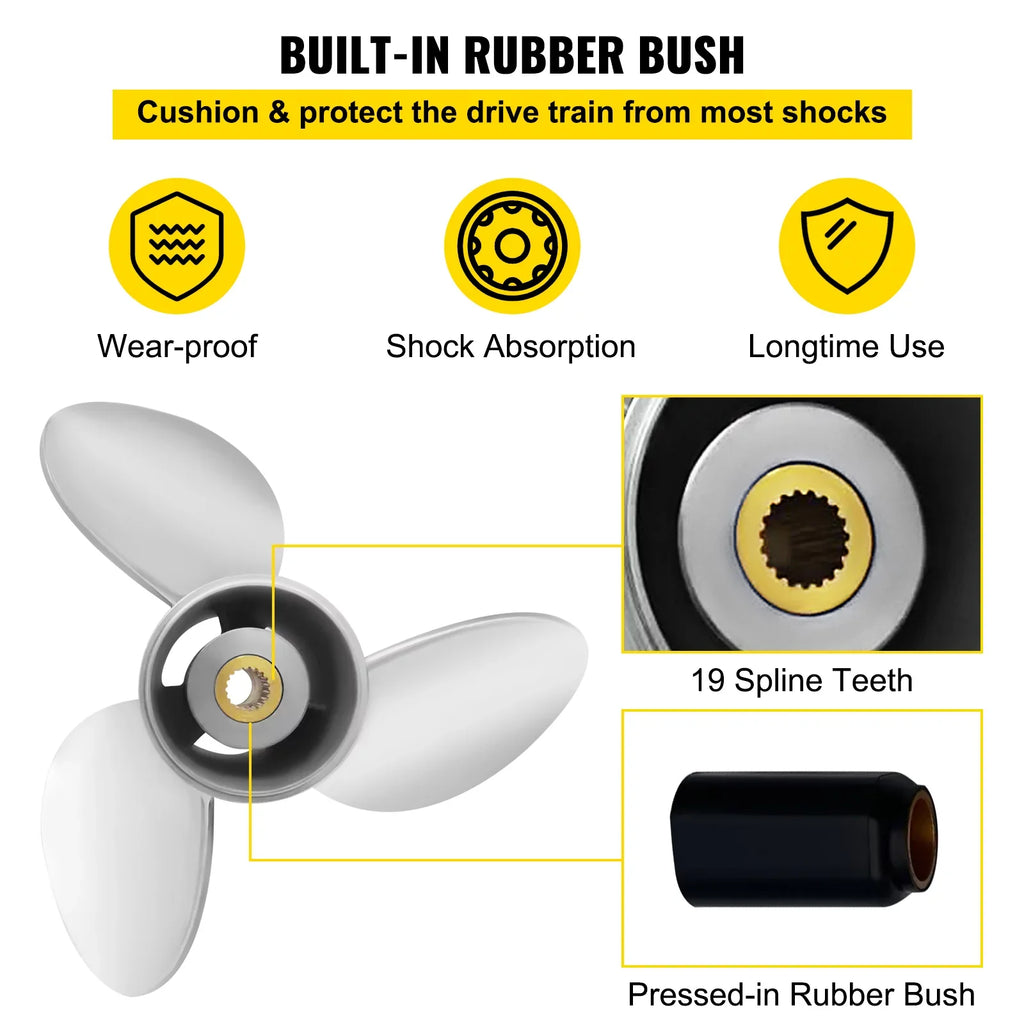VEVOR Outboard Propeller, 3-Blade 14.5" x 21" Craft Propeller, Replace for OEM 3860709, Suitable with SX Sterndrives Outboard Volvo Penta Engine, Right-handed Steel Propeller Steel & 19 Spline Teeth