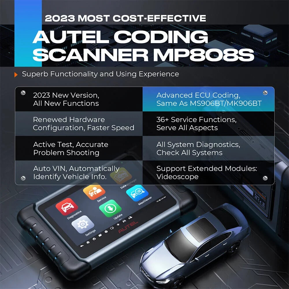 Autel Scanner MaxiPRO MP808S Car Diagnostic Scan Tool All System Diagnostics ECU Coding, Active Test, 36+ Service, Upgraded of MP808/ MP808BT/ MK808