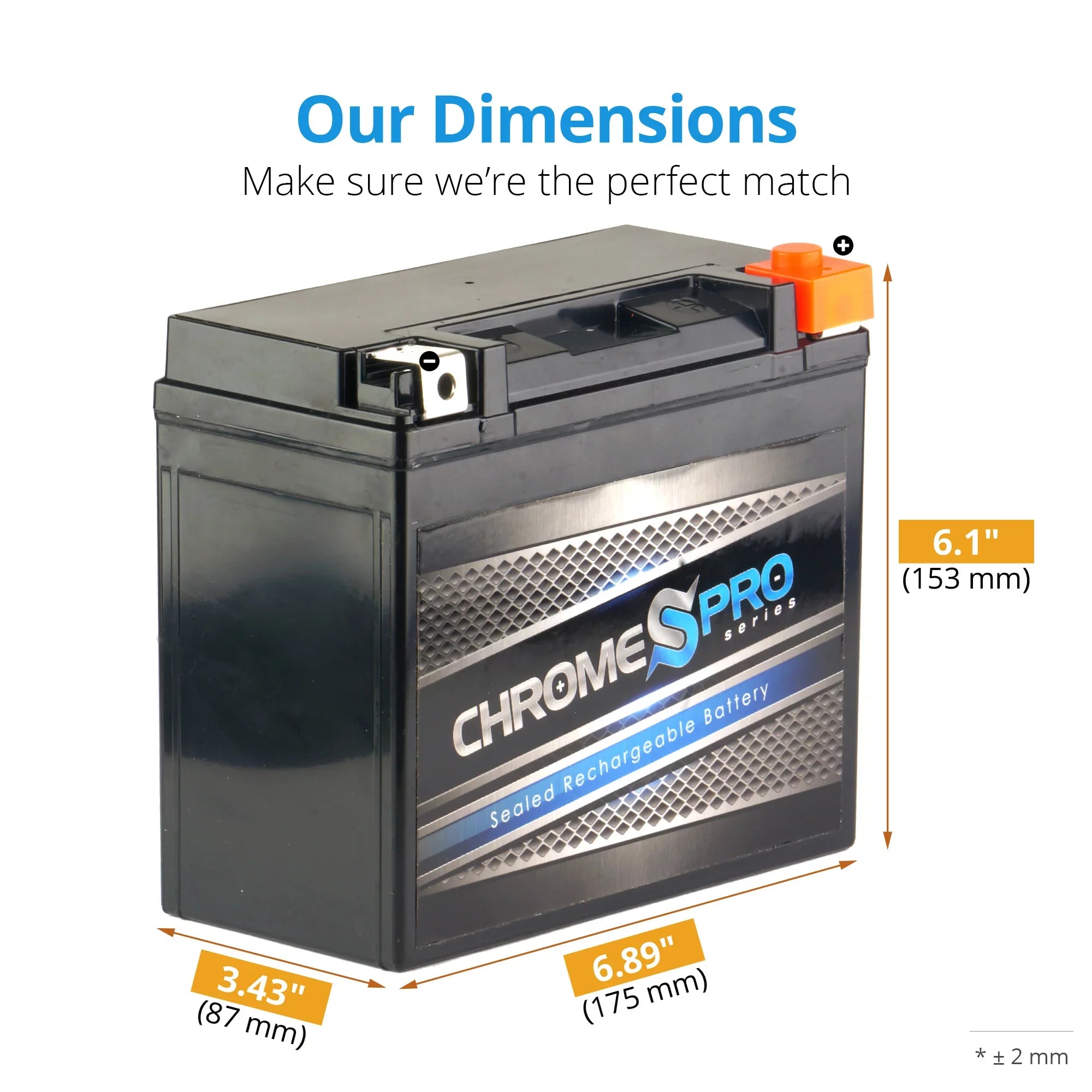 Chrome Pro Battery Ytx20hl-bs (20hl-bs 12 Volts,18 Ah, 310 Cca) Replacement Battery for 1998 Kawasaki Jt750 Sts, Stx