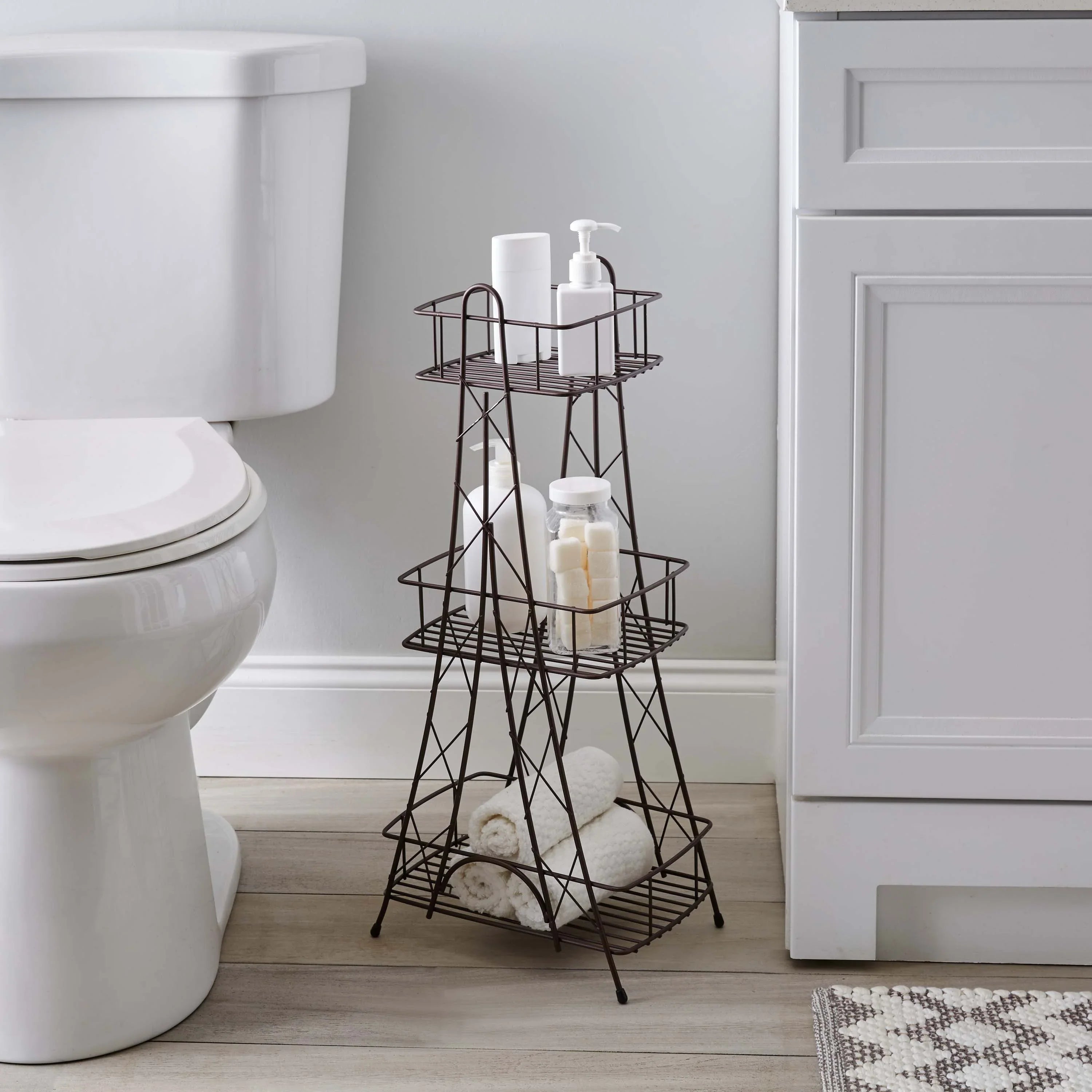 ELLE Paris Ville Des Lumieres Collection Eiffel Tower 3 Tier Spa Tower, 11"x 7"x 24.8" H