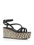 REBECCA MINKOFF Womens Black 2" Platform Jute Wrapped Strappy Adjustable Asymmetrical Ankle Strap Josefia Round Toe Wedge Fastener Leather Espadrille Shoes 5.5 M