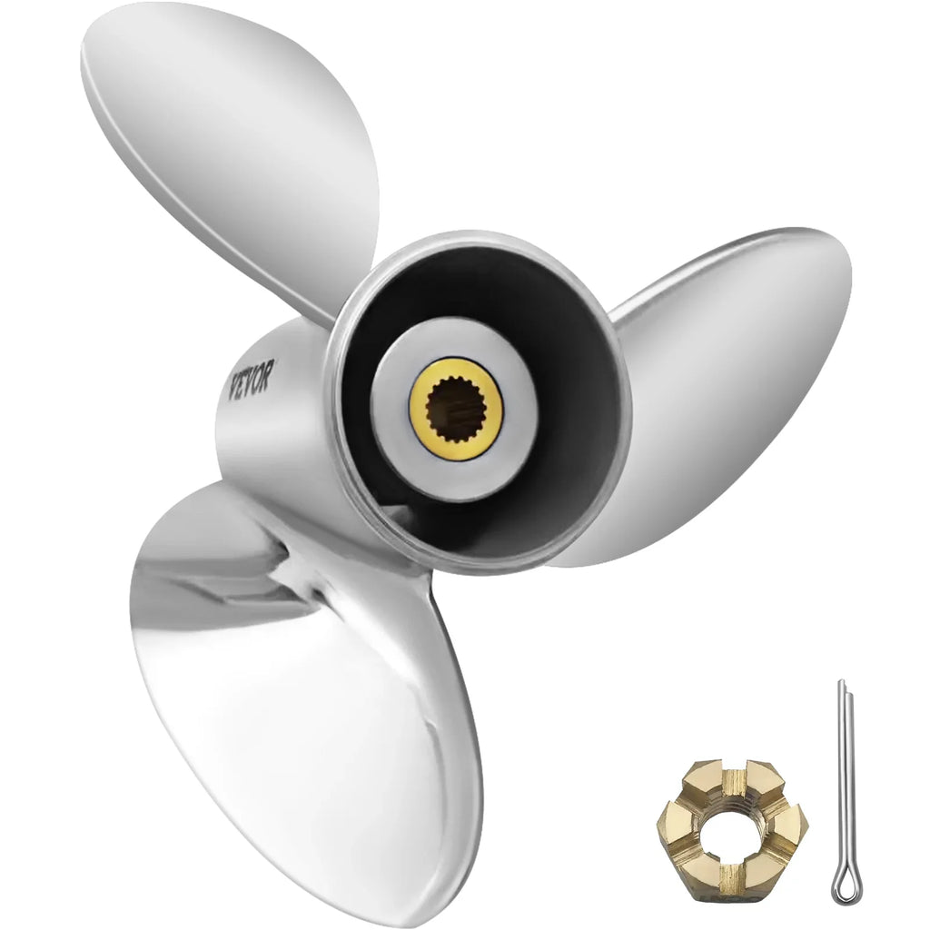 VEVOR Outboard Propeller, 3-Blade 14.5" x 21" Craft Propeller, Replace for OEM 3860709, Suitable with SX Sterndrives Outboard Volvo Penta Engine, Right-handed Steel Propeller Steel & 19 Spline Teeth