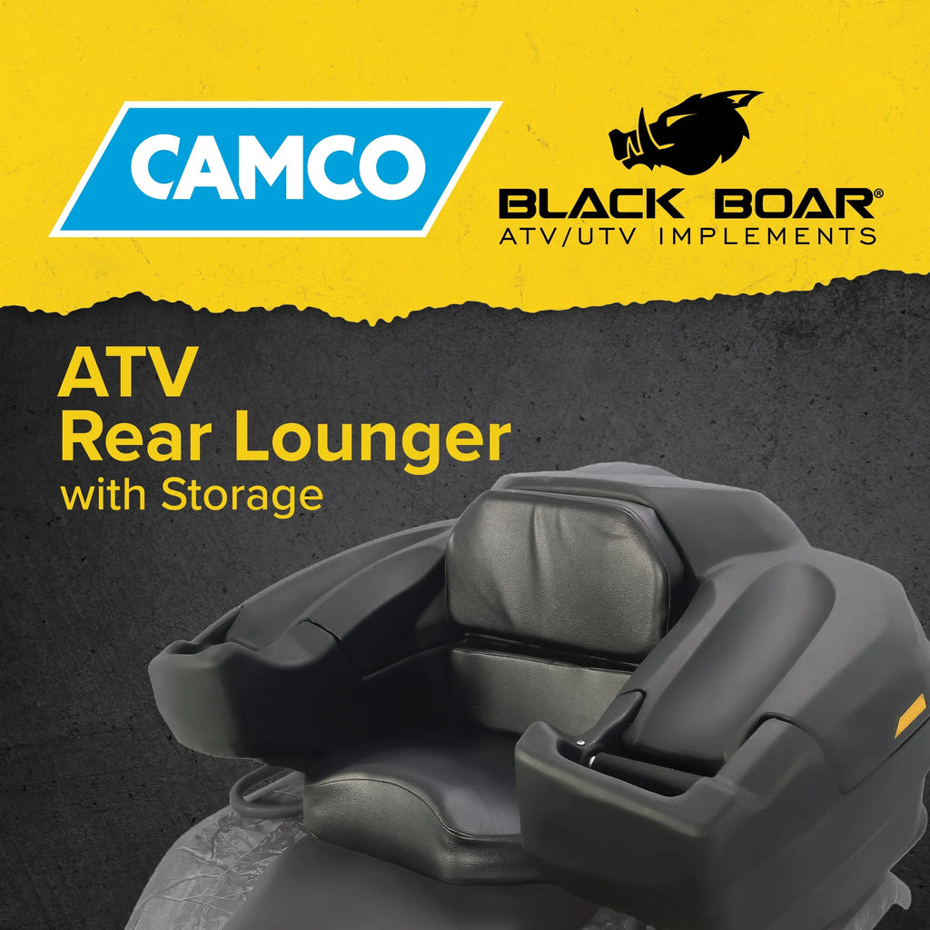 Camco Black Boar ATV/UTV Rear Storage Box and Lounger | Features a Lockable Durable Storage Box, an Impervious Design, and a Soft Comfortable Seat Cushion (66010)