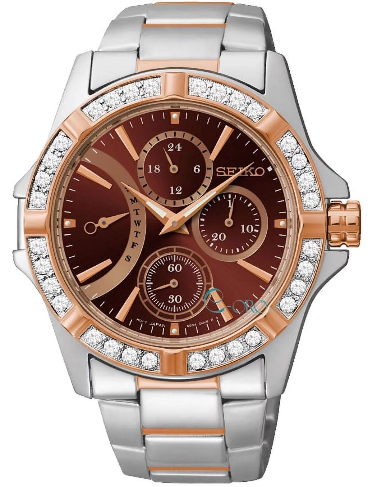 Seiko Women's Lord Two-Toned Stainless Steel Fixed Swarovski Crystal Bezel Watch