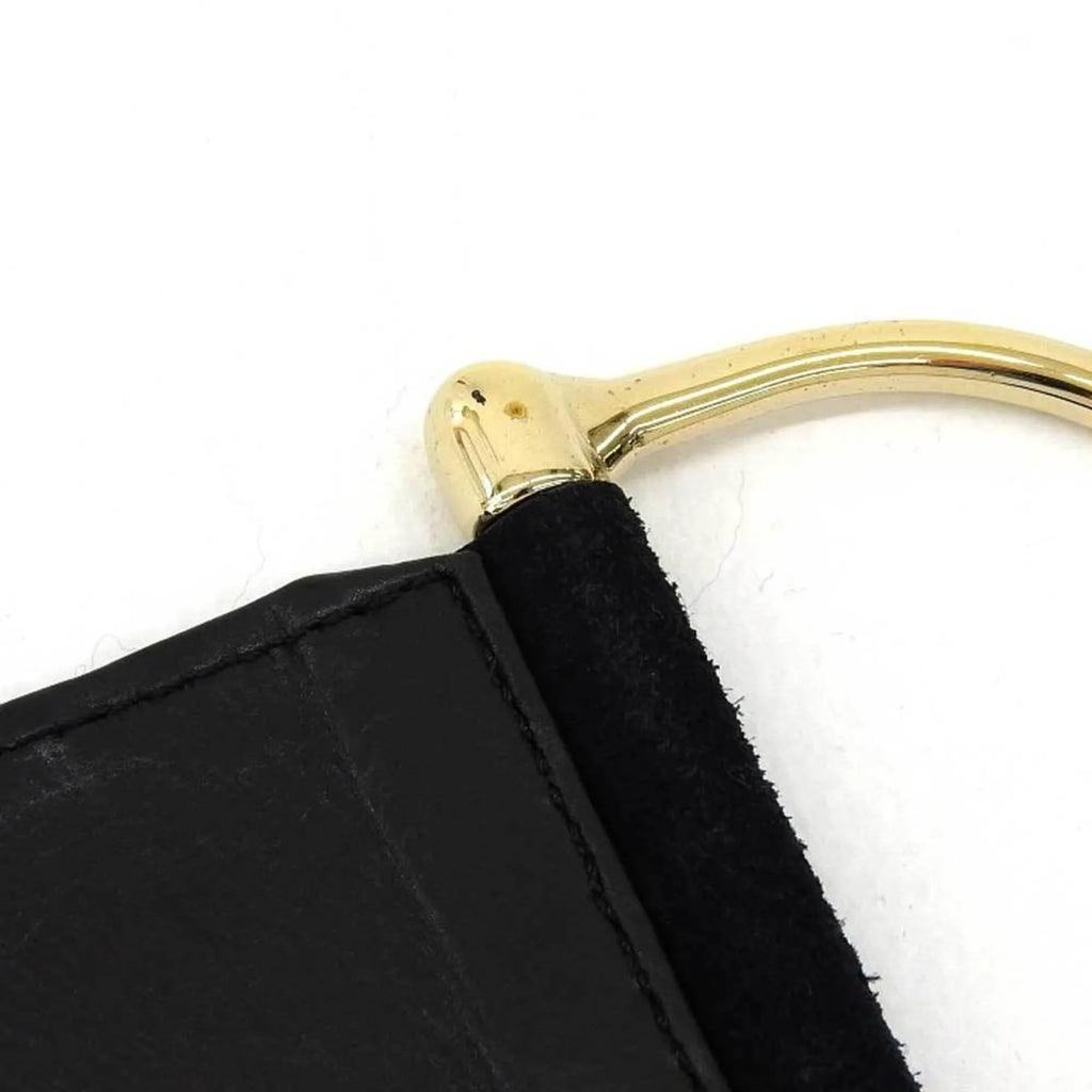 Pre-Owned Gucci GUCCI wide belt suede black gold metal fittings XS waist (Good)