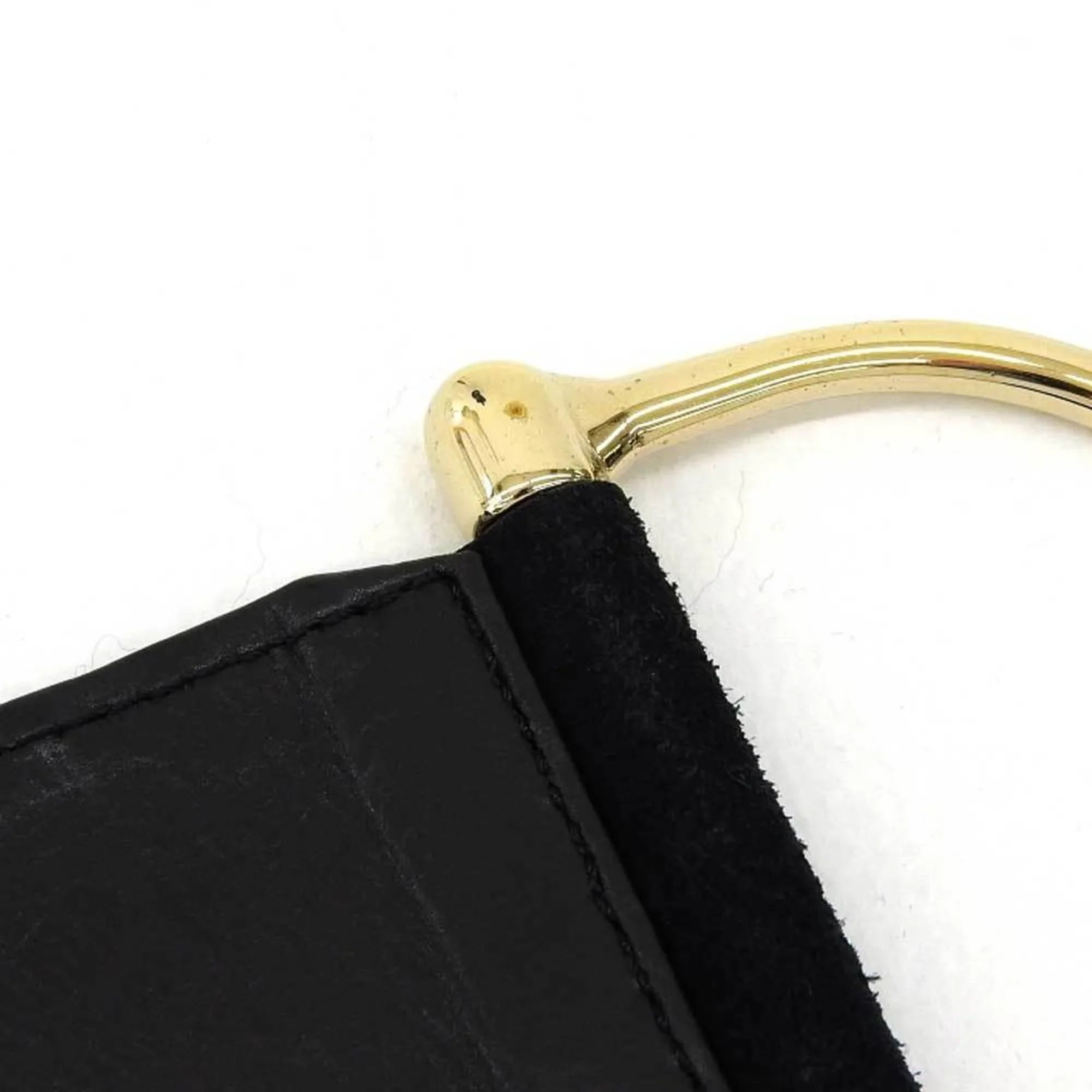 Pre-Owned Gucci GUCCI wide belt suede black gold metal fittings XS waist (Good)