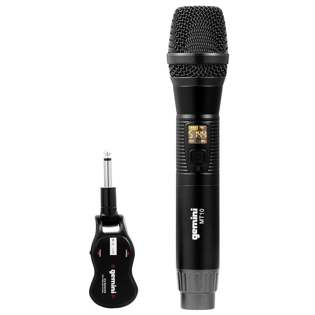 (2) Gemini AS-1500P 15" Active Speakers with GMU-M100 Single Channel UHF Microphone Package
