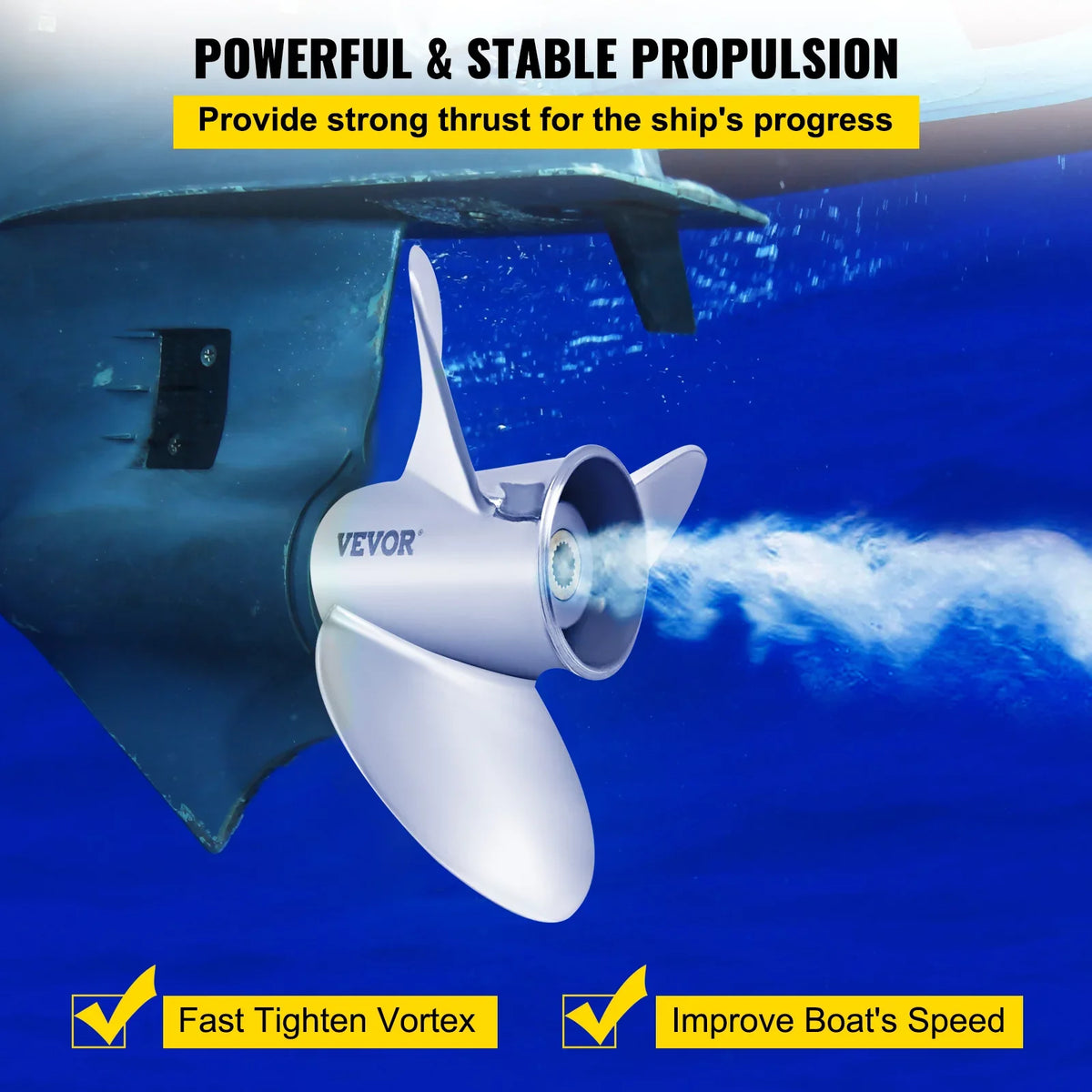 VEVOR Outboard Propeller, 3-Blade 14.5" x 21" Craft Propeller, Replace for OEM 3860709, Suitable with SX Sterndrives Outboard Volvo Penta Engine, Right-handed Steel Propeller Steel & 19 Spline Teeth