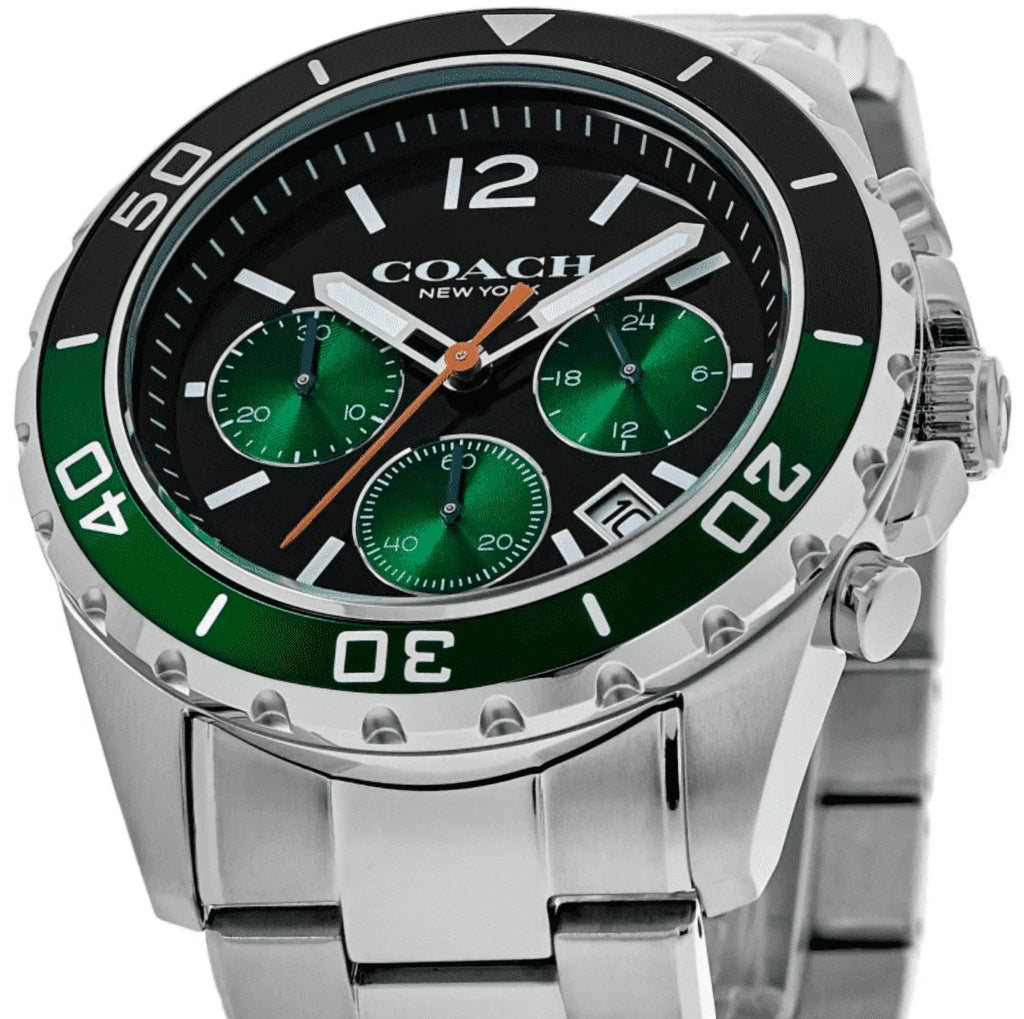 Coach Kent Black & Green Chronograph Dial Steel Men's Watch 14602557