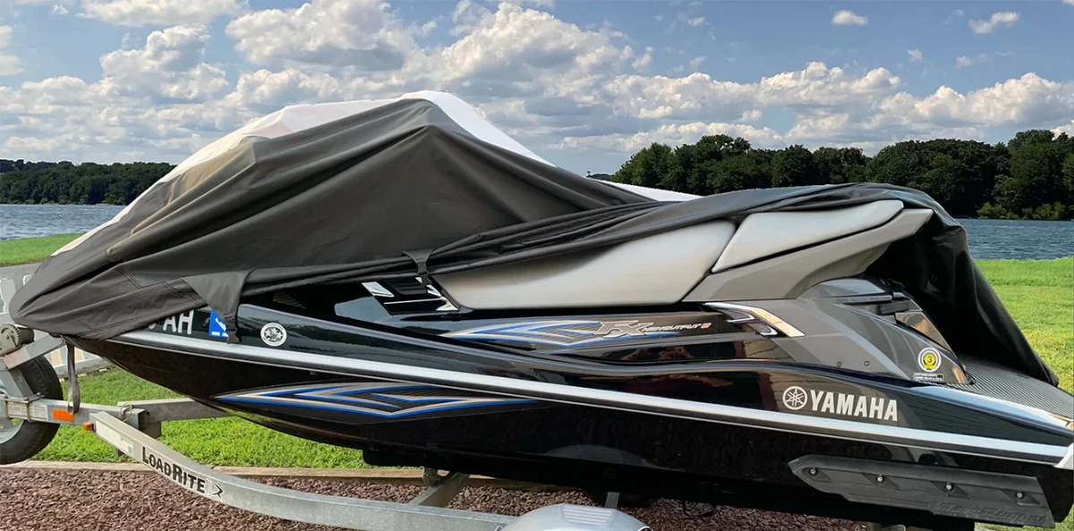 SUPER HEAVY-DUTY PWC JetSki Coating Suitable for KAWASAKI ST 750 1993-1998, STS750 1995-1998 Jet Ski Trailerable Shield Black/Grey