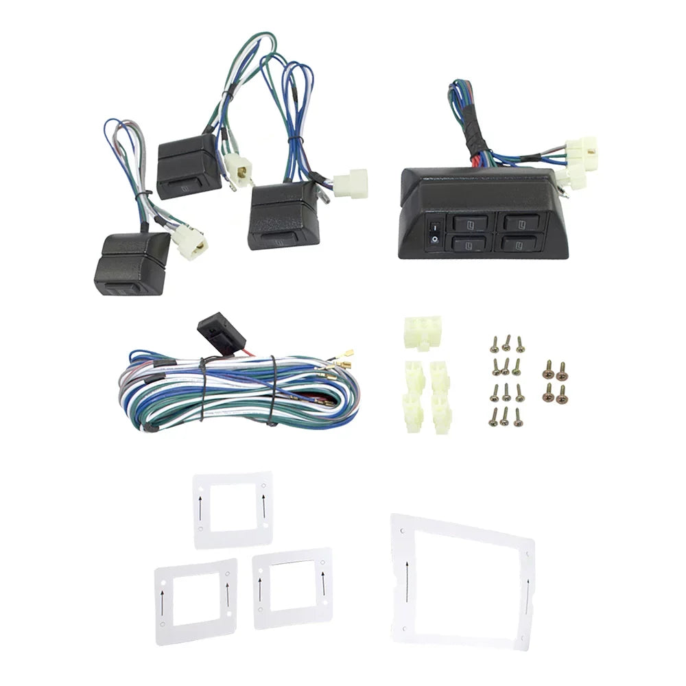 Brock Replacement Universal Power Window Switch Kit Horizontal Design with Bezels and Wiring Matching with 4 Door Pickup Truck SUV Car Van
