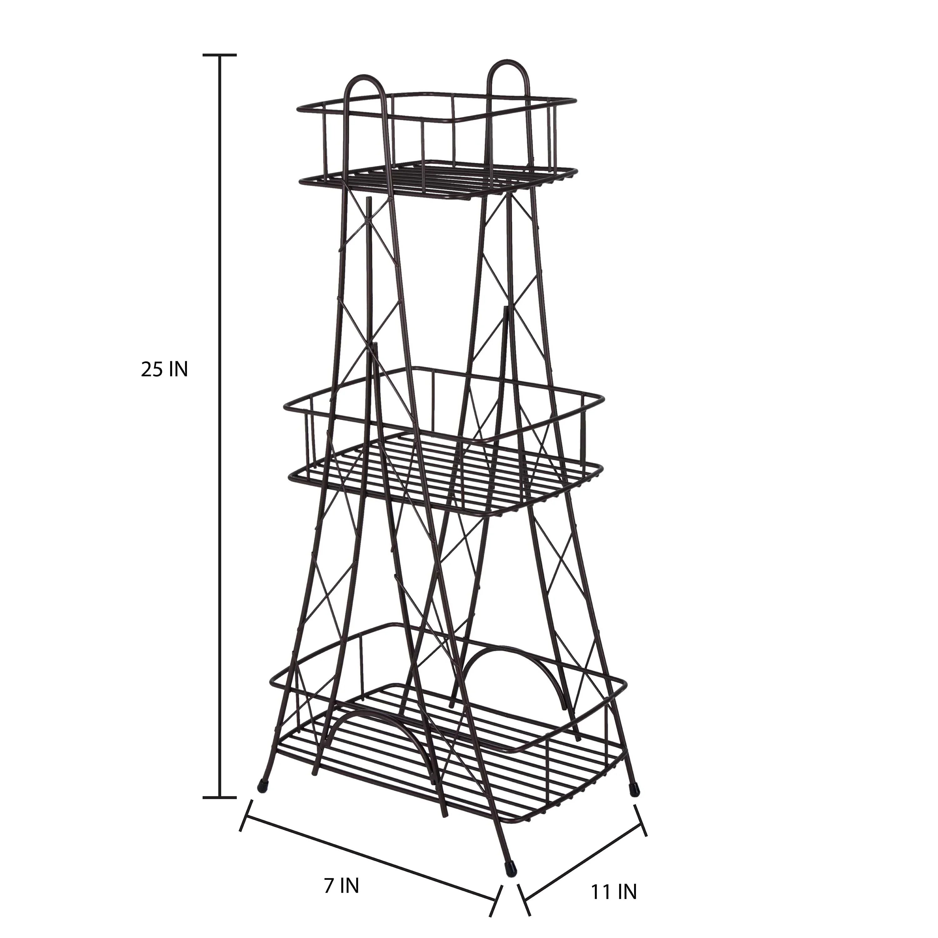 ELLE Paris Ville Des Lumieres Collection Eiffel Tower 3 Tier Spa Tower, 11"x 7"x 24.8" H