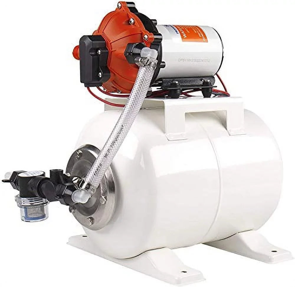SEAFLO Water Pump and Accumulator Tank System - 12V, 5.5 GPM, 60 PSI, 2 Gallon Tan