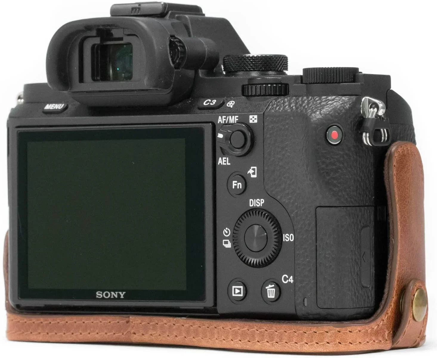MegaGear MG1130 Sony Alpha A7S II, A7R II, A7 II Genuine Leather Camera Half Case and Strap - Dark Brown