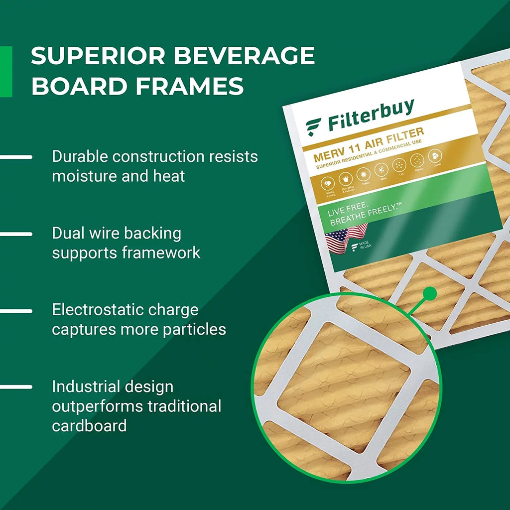 Filterbuy 12x12x1 MERV 11 Pleated HVAC AC Furnace Air Filters (4-Pack)
