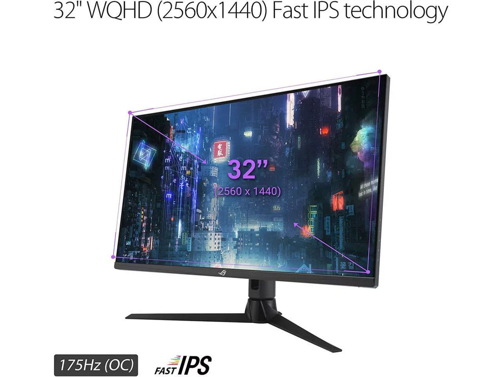 ASUS ROG Strix 32? 1440P Gaming Monitor (XG32AQ) - QHD (2560 x 1440), Fast IPS, 175Hz (OC), 1ms, G-SYNC Suitable Variable Overdrive, Eye Care, DisplayHDR 600, DisplayPort, HDMI, USB, 96% DCI-P3