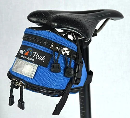 Lone Peak Mini-Wedge Expandable Bicycle Seat Bag | Bike Saddle Bag | Superior Mount - Long-lasting Seat Pack | Bikepacking Bag | 1000 D Nylon | Blue (Made in The USA)