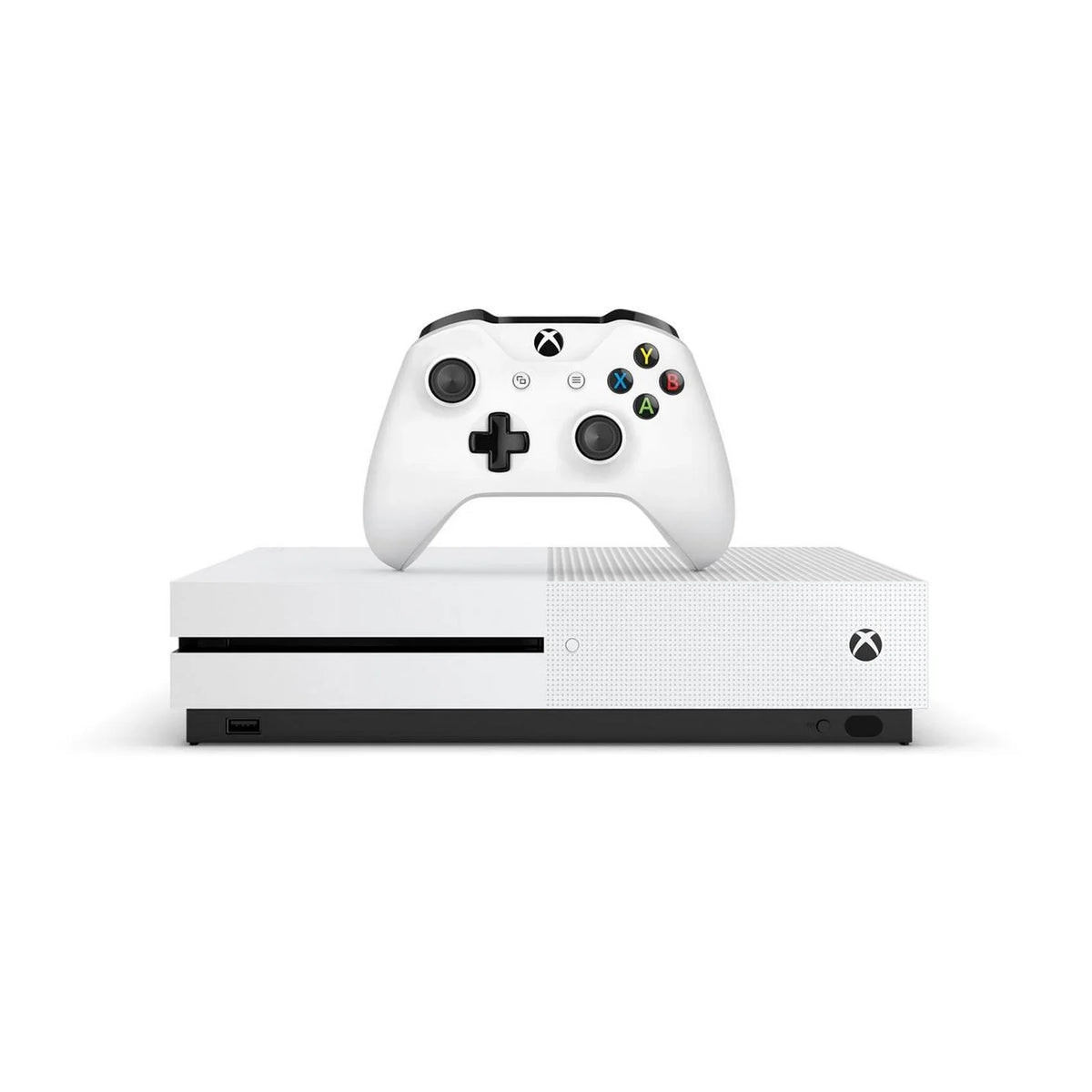 Microsoft Xbox One S 500GB with 2 Controller, 4K Ultra HD White with BOLT AXTION Cleaning Kit Headset Bundle Like New