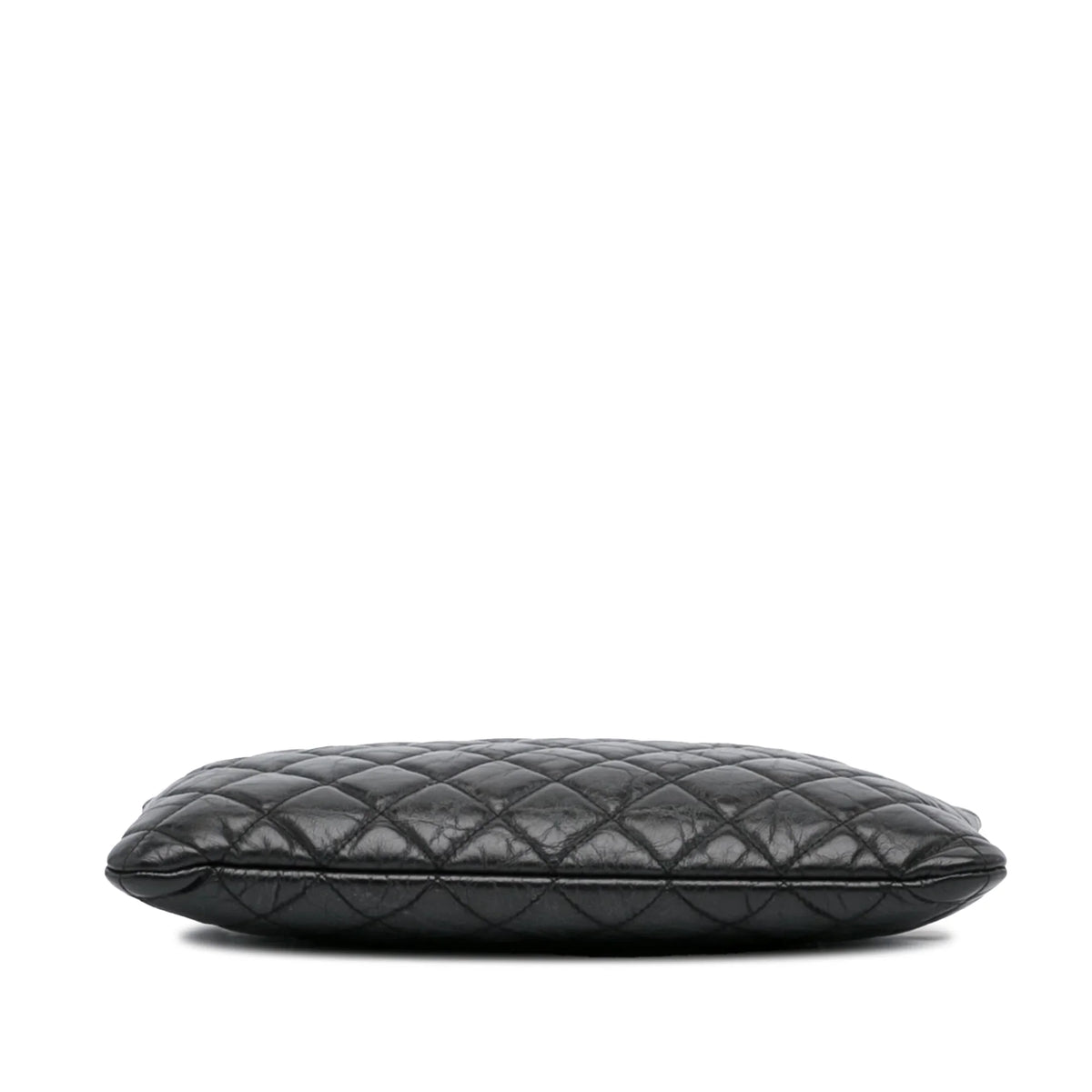 Pre-Owned Authenticated Chanel Reissue O Case Lambskin Leather Black Pouch Unisex (Good)