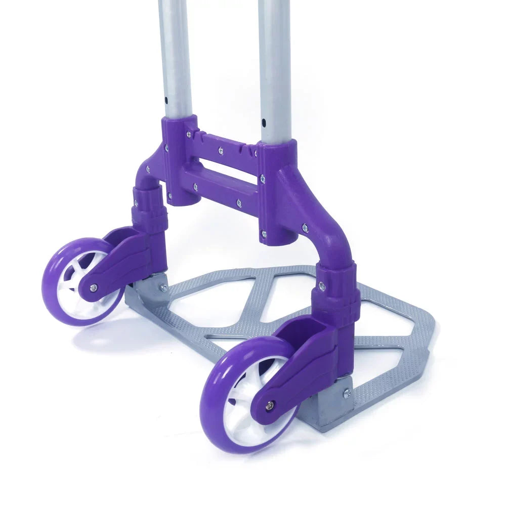 BMTBUY Portable Aluminium Cart Folding Dolly Push Truck Hand Collapsible Trolley Luggage Purple