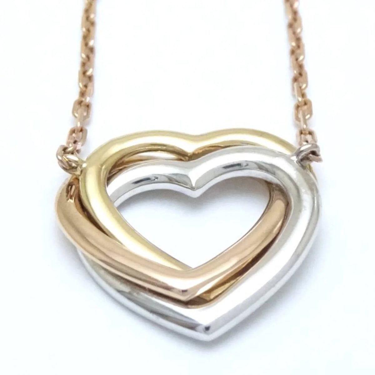 Pre-Owned CARTIER Trinity Heart Necklace Diamond B7061200 K18 Three-Color Gold 291637 (Like New)
