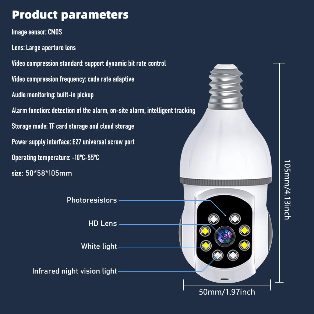 Kepeak WiFi Bulb Security Camera, Home Cameras with Motion Detection, Clear Vision
