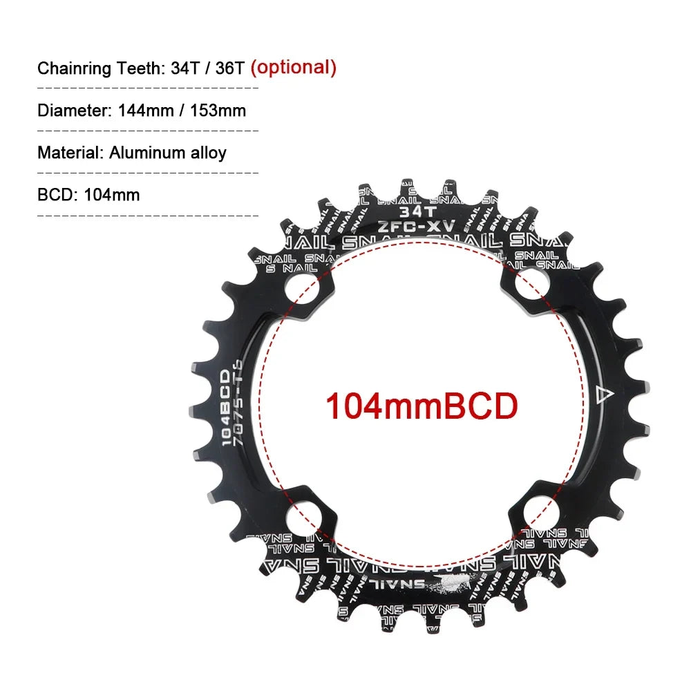 MEROCA Bike Crankset, 170MM 104 BCD Aluminum Alloy - Single Crank Ring Set for 8/9/10/11 Speed - Perfect for Mountain Biking Enthusiasts