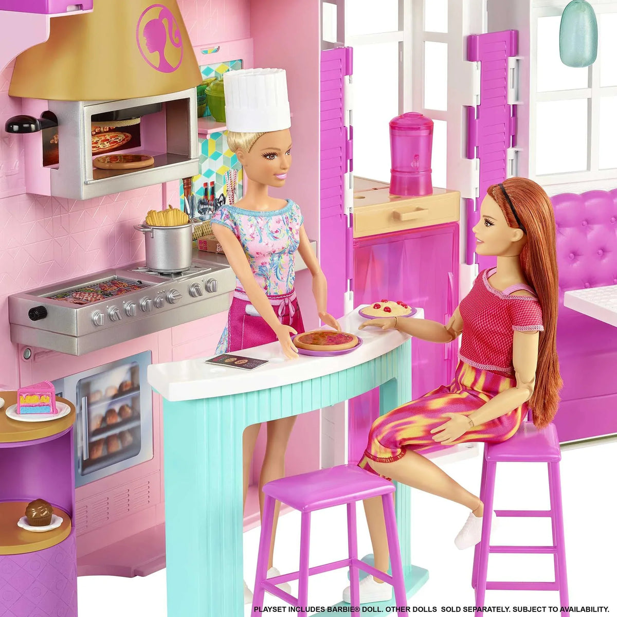 Barbie Cook ‘n Grill Restaurant Playset with 30+ Pieces Gift for 3 to 7 Year Olds