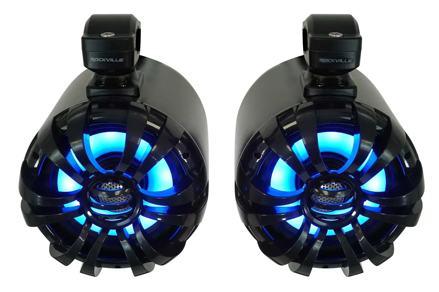 Pair Rockville WB65KLED 6.5" 600w Black Marine Wakeboard LED Tower Speakers+Remote