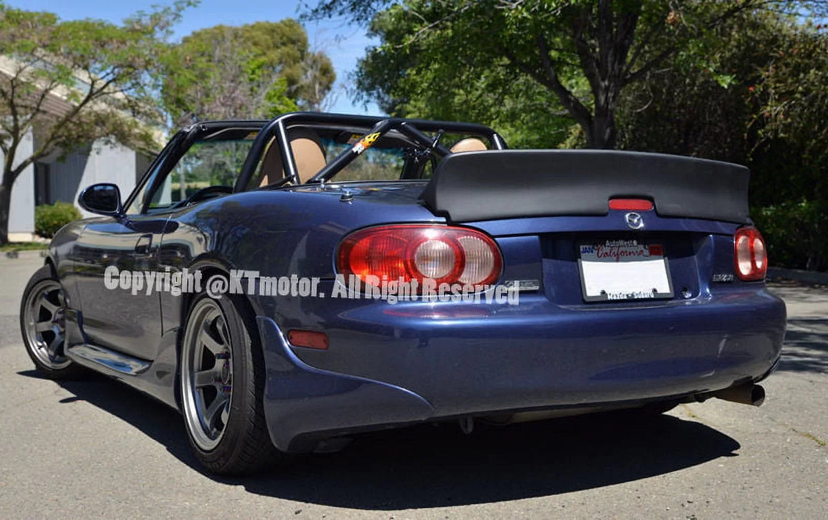 Replacement for 1999-2005 Mazda Miata MX5 NB | EOS Rocket Bunny Style Fiberglass Primer Black Rear Trunk Lid Wing Spoiler
