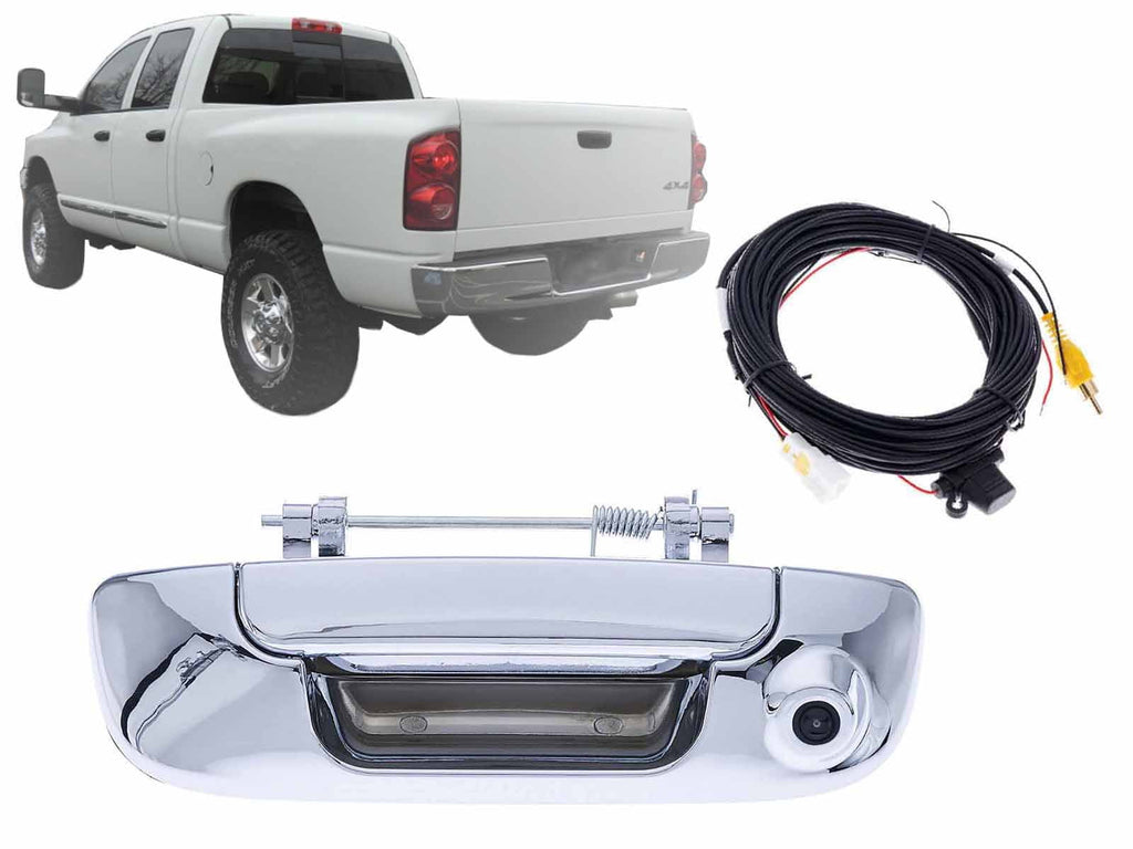 APA Replacement Tailgate Handle with Back-Up Camera 8M Cable Chrome for 2002 - 2009 RAM R1500 R2500 R3500