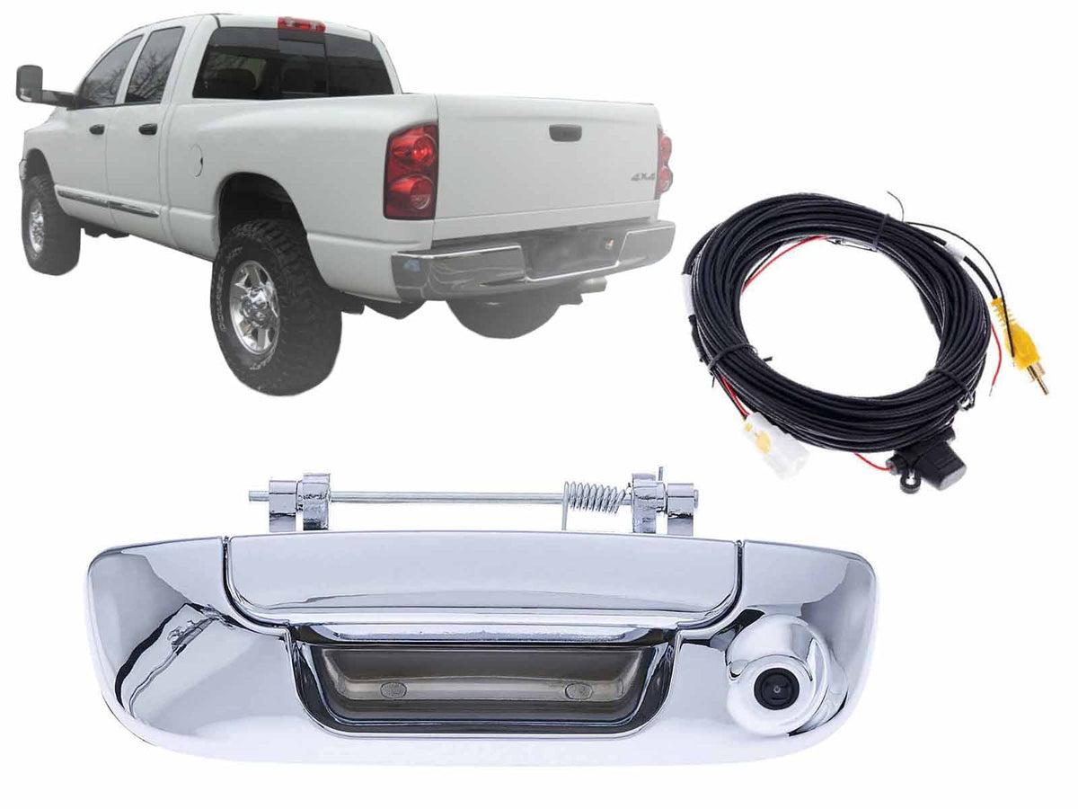 APA Replacement Tailgate Handle with Back-Up Camera 8M Cable Chrome for 2002 - 2009 RAM R1500 R2500 R3500