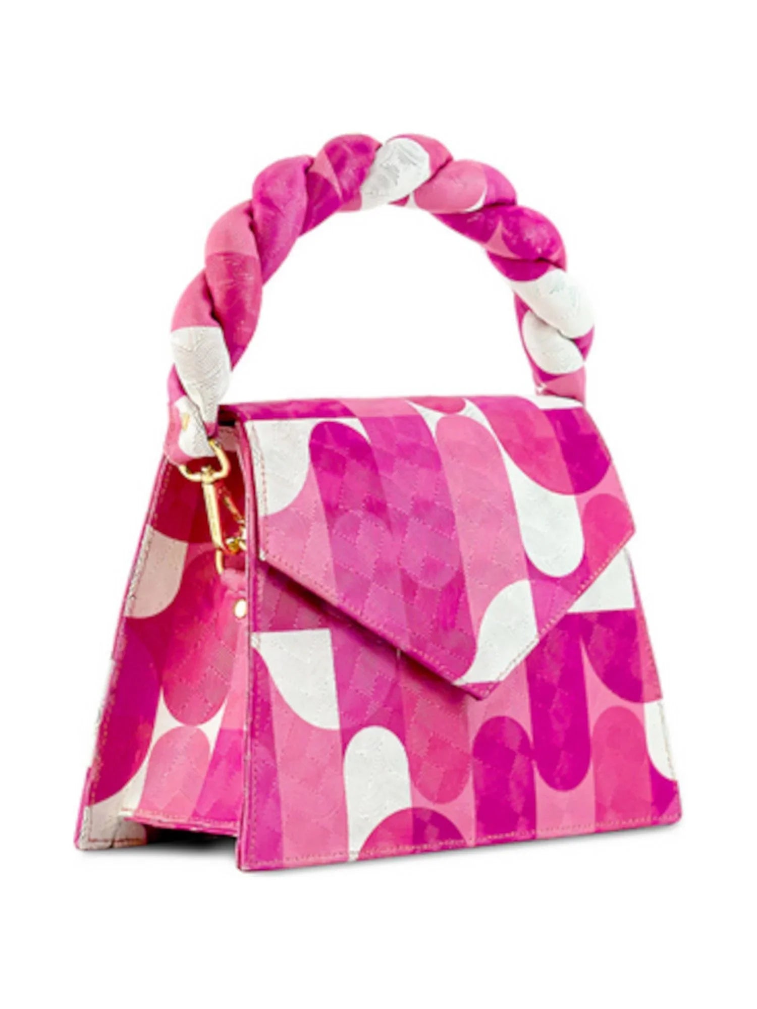 ANIMA IRIS Women's Pink Pink Picasso Zaza Grande Leather Color Block Single Strap Handbag Purse
