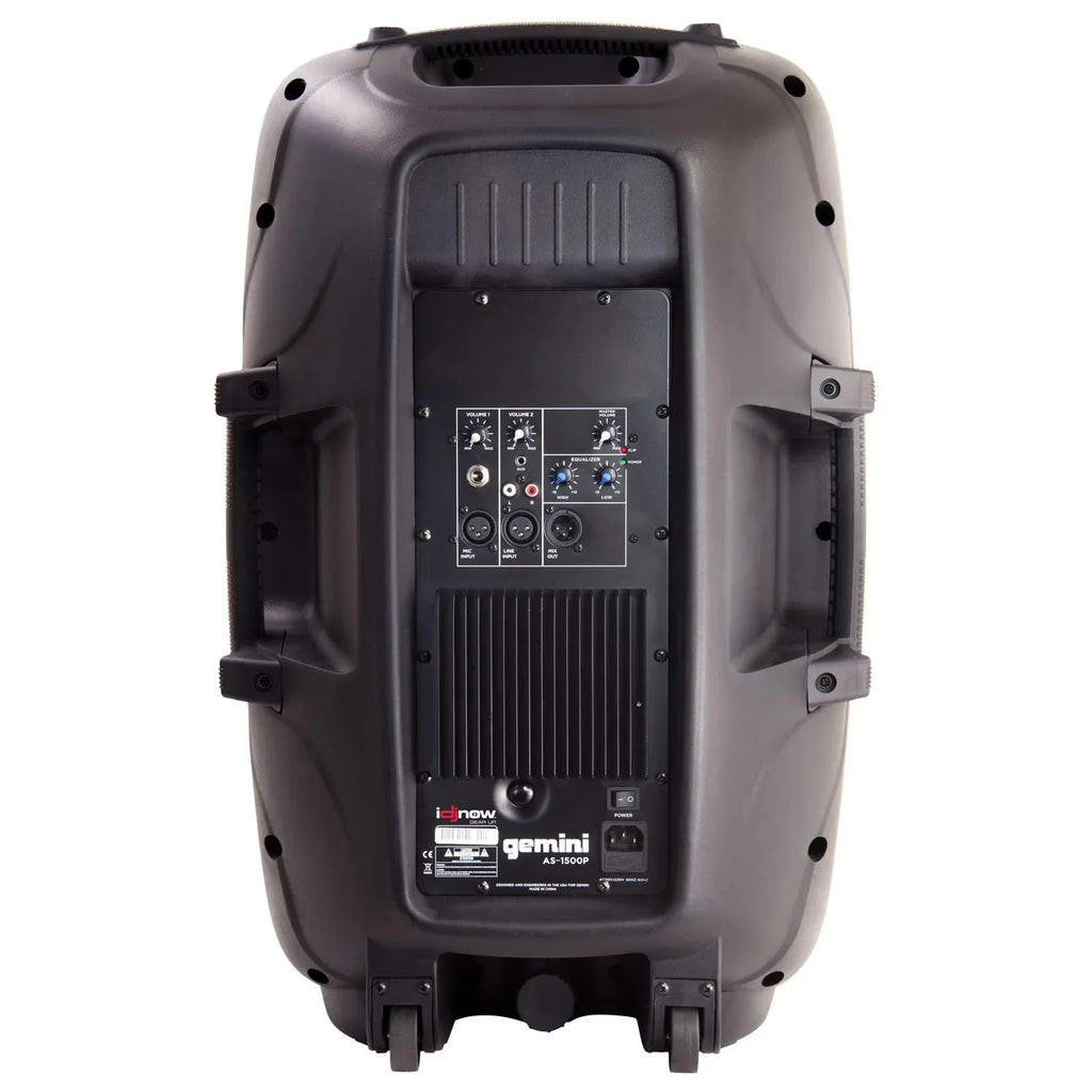 (2) Gemini AS-1500P 15" Active Speakers with GMU-M100 Single Channel UHF Microphone Package