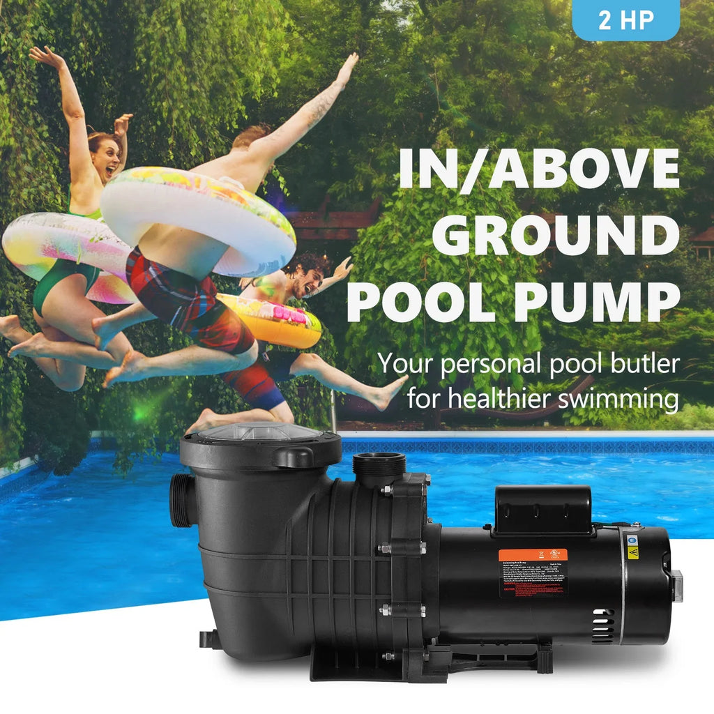 SKYSHALO Swimming Pool Pump, 2 HP 230 V, 1500 W Double Speed Pump for in/Above Ground Pool w/ Strainer Basket, 5520 GPH Max. Flow, Certification of ETL for Security