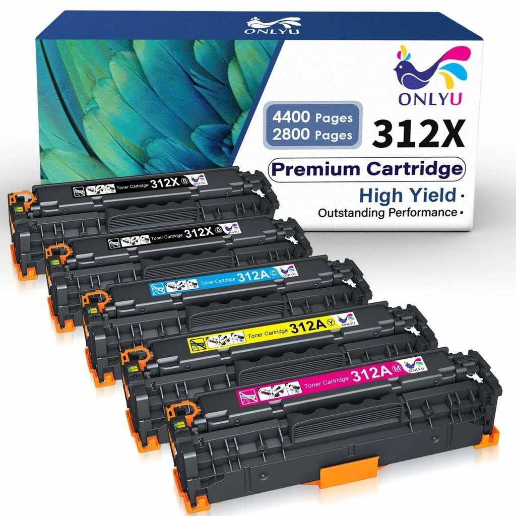 312X Toner Cartridges 312A Toner Replacement for HP 312X 312A CF380A CF380X CF381A CF382A CF383A Matching with HP Laserjet Pro 400 Color M451dw M451dn M451nw MFP M475dw M475dn M375nw Printer, 5-Pack