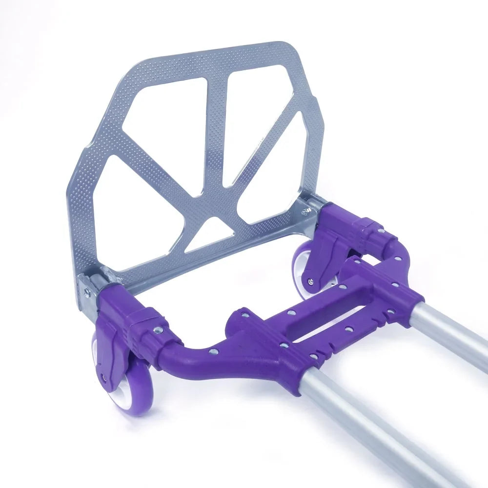 BMTBUY Portable Aluminium Cart Folding Dolly Push Truck Hand Collapsible Trolley Luggage Purple