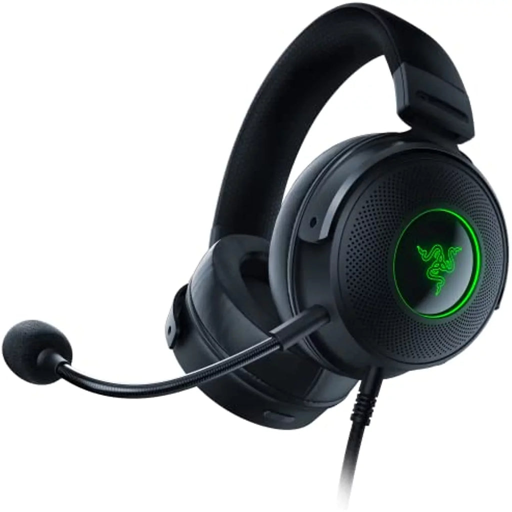 Razer Kraken V3 Hypersense Wired Usb Gaming Headset W/Haptic Technology: Triforce Titanium 50Mm Drivers - Thx Spatial Audio - Hybrid Fabric & Leatherette Memory Foam Cushions - Detachable Mic