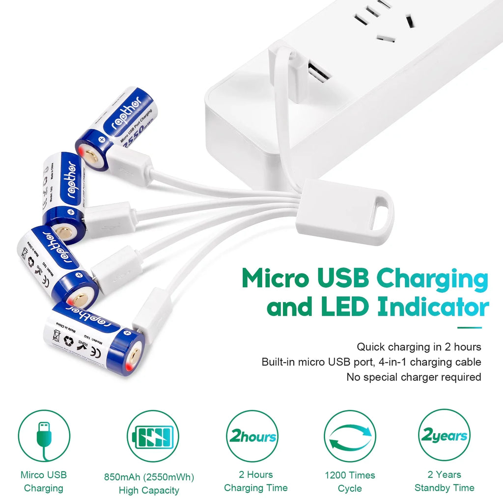 Rapthor Arlo Rechargeable Batteries Fitting with Arlo Wireless Security Camera VMC3030 VMS3130 VMS3330 VMS3430 VMK3200 Pack of 4 (850mAh)
