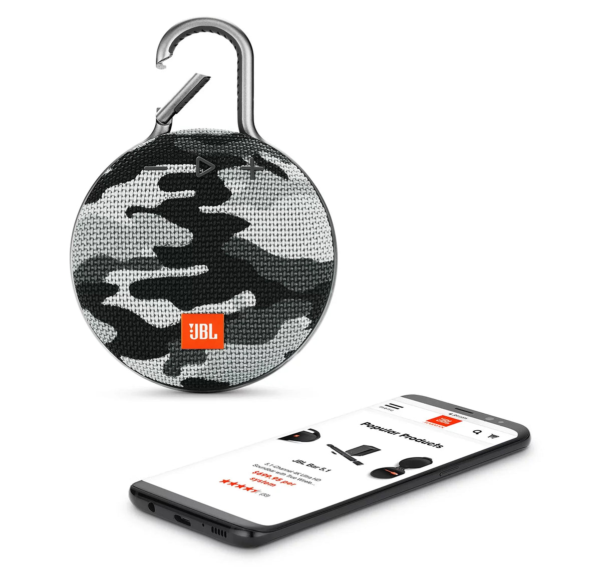 Open Box JBL Clip 3 Black Camo Portable Bluetooth Speaker